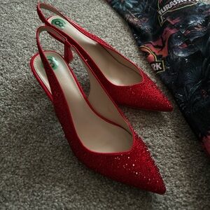 Elegant Red Slingback Heels